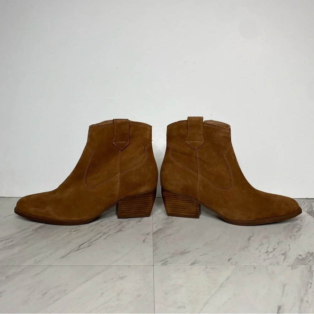 Seychelles Brown Suede Stacked Heel Bootie 6.5